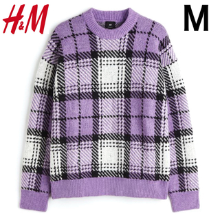 エイチアンドエム(H&M)の新品 H&M ジャカードニット チェック セーター M(ニット/セーター)