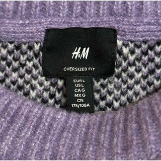 新品 H&M ジャカードニット チェック柄 ルーズフィット セーター L
