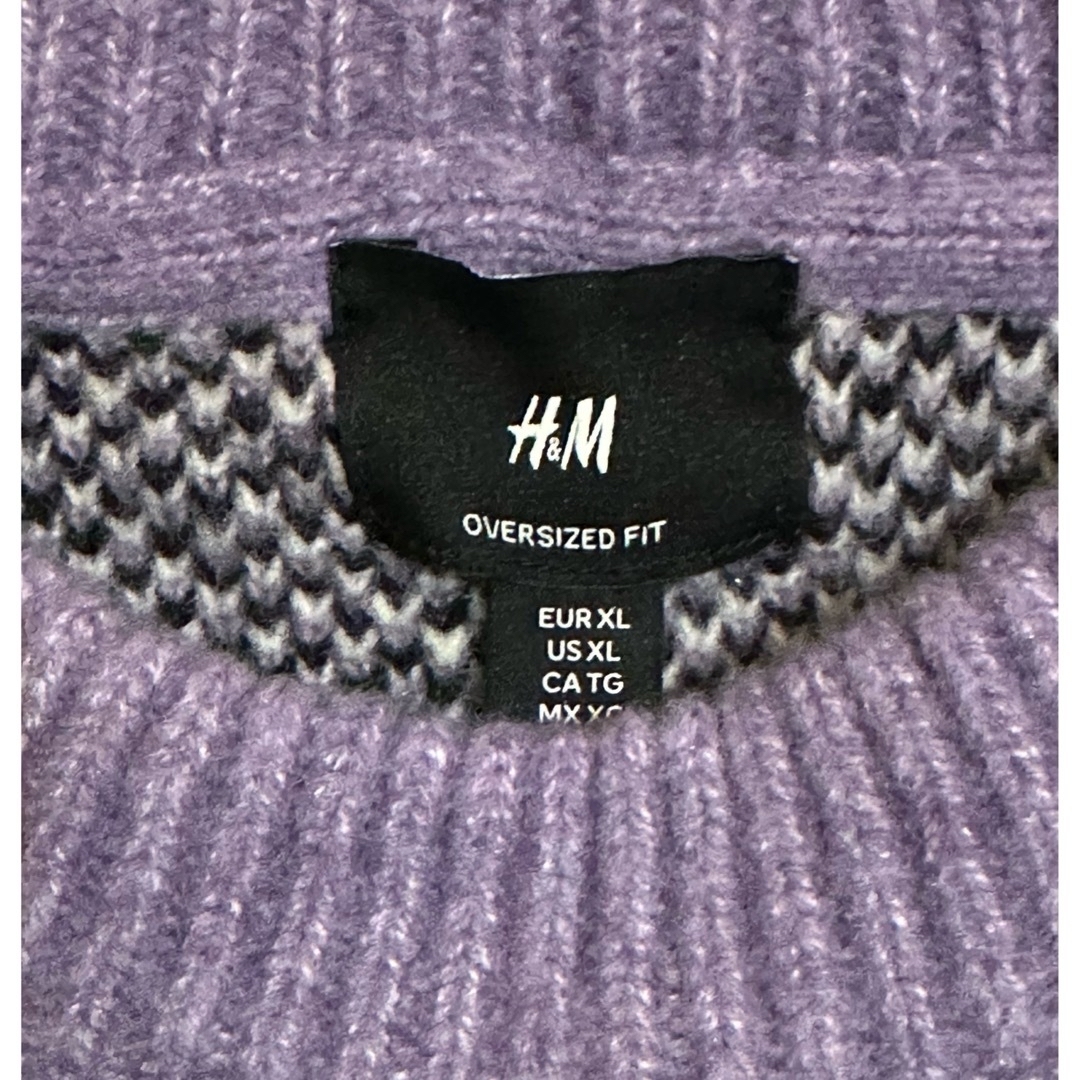 新品 H&M ジャカードニット チェック柄 ルーズフィット セーター L