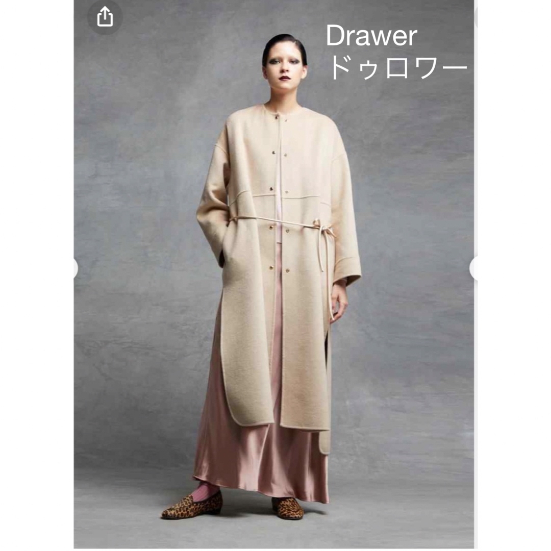 美品 Drawerドゥロワー カタログ掲載 完売キャメルケヌキロングコート-