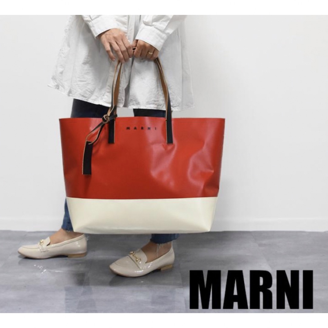 Marni - MARNI マル二 バイカラー PVC トートバッグ レッド ホワイト