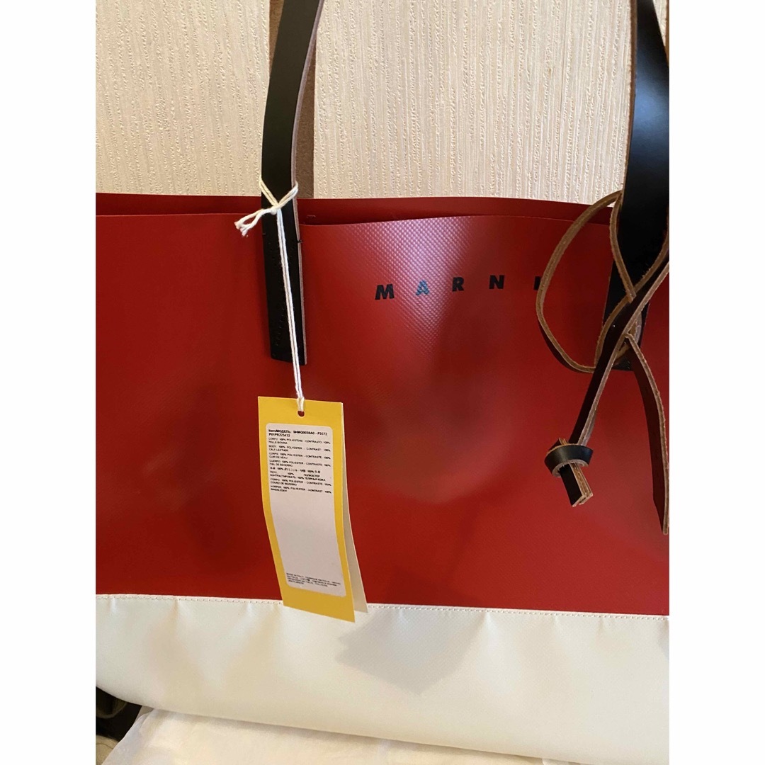 Marni - MARNI マル二 バイカラー PVC トートバッグ レッド ホワイト