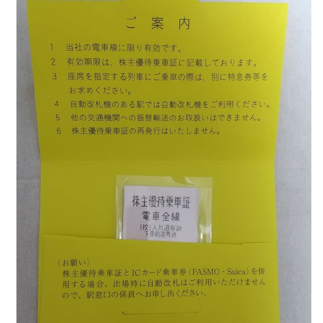 東武鉄道株主優待乗車券 ６枚 1