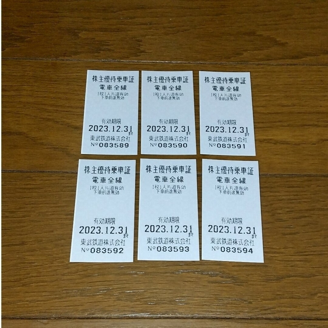 東武鉄道株主優待乗車券 ６枚 2