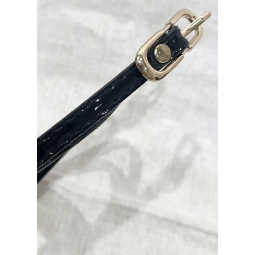 エナメル シンプルモード ブラック ベルト レディースのファッション小物(ベルト)の商品写真