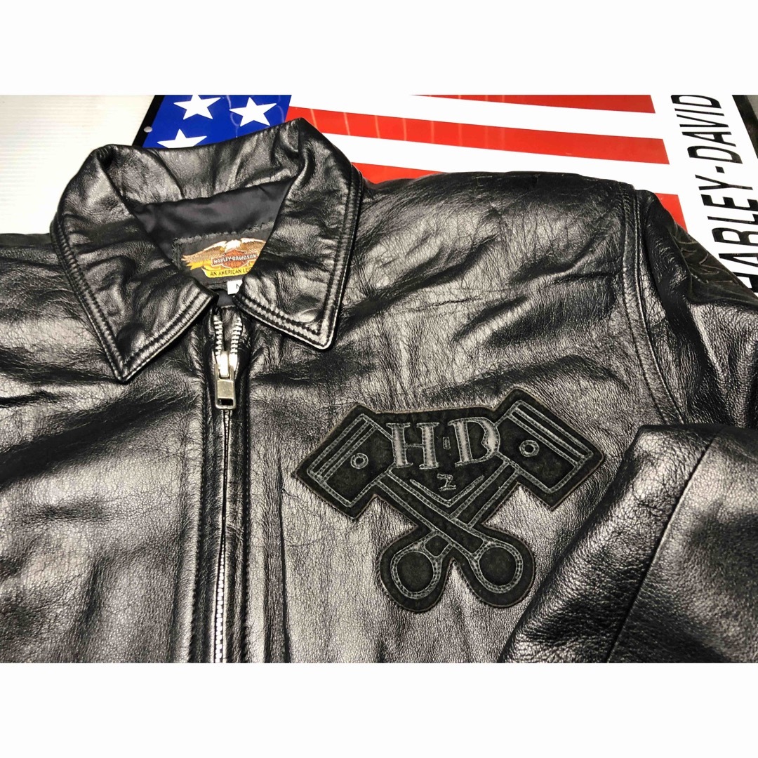 Harley Davidson(ハーレーダビッドソン)の【稀少！全面刺繍！入手困難】美品羊革ハーレーダビッドソン　ライダース　ジャケット メンズのジャケット/アウター(ライダースジャケット)の商品写真