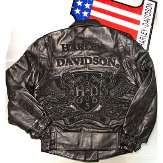 Harley Davidson - 【稀少！全面刺繍！入手困難】美品羊革ハーレーダビッドソン　ライダース　ジャケット