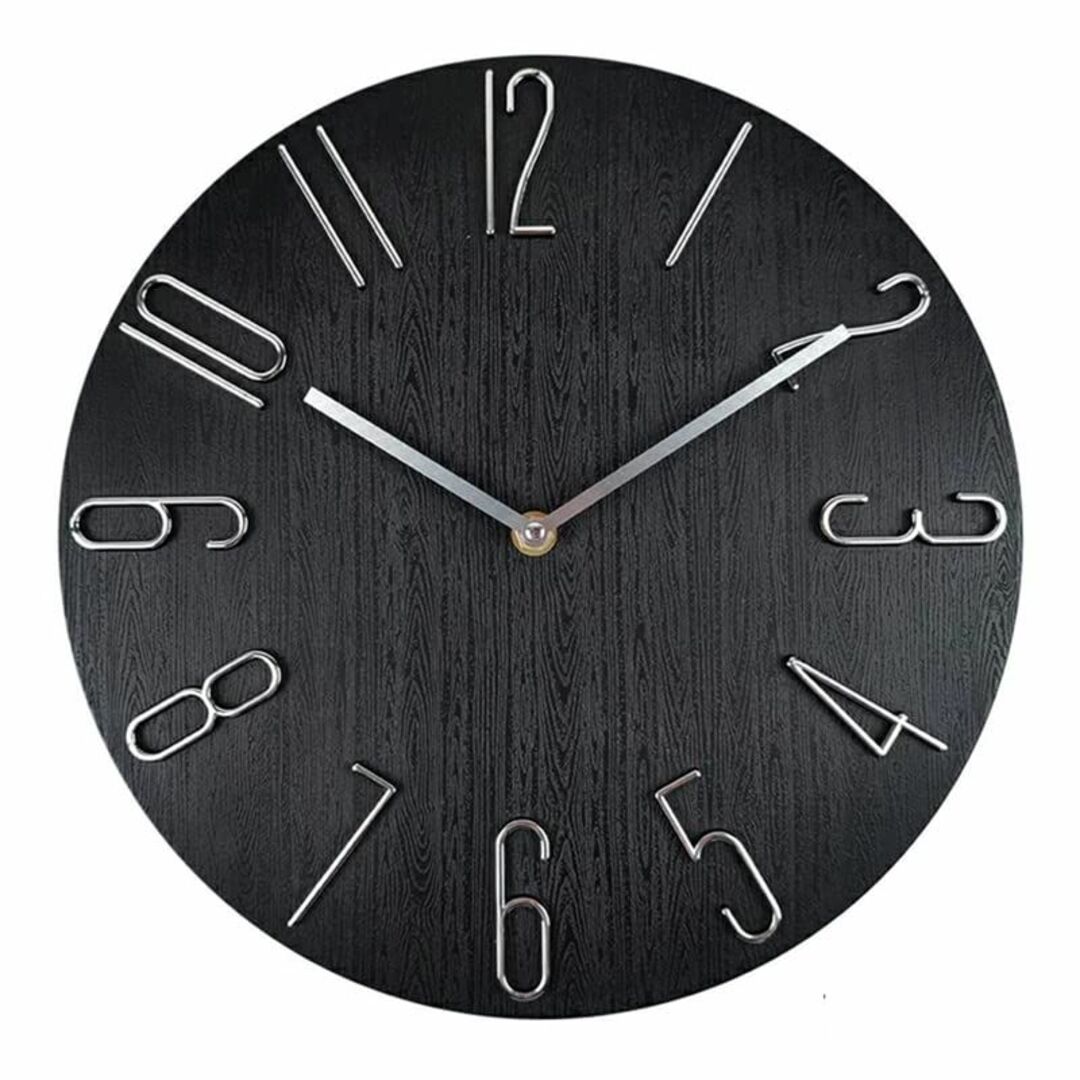【色: ブラック】Nbdeal 掛け時計 電波時計 おしゃれ 軽い 壁掛け時計