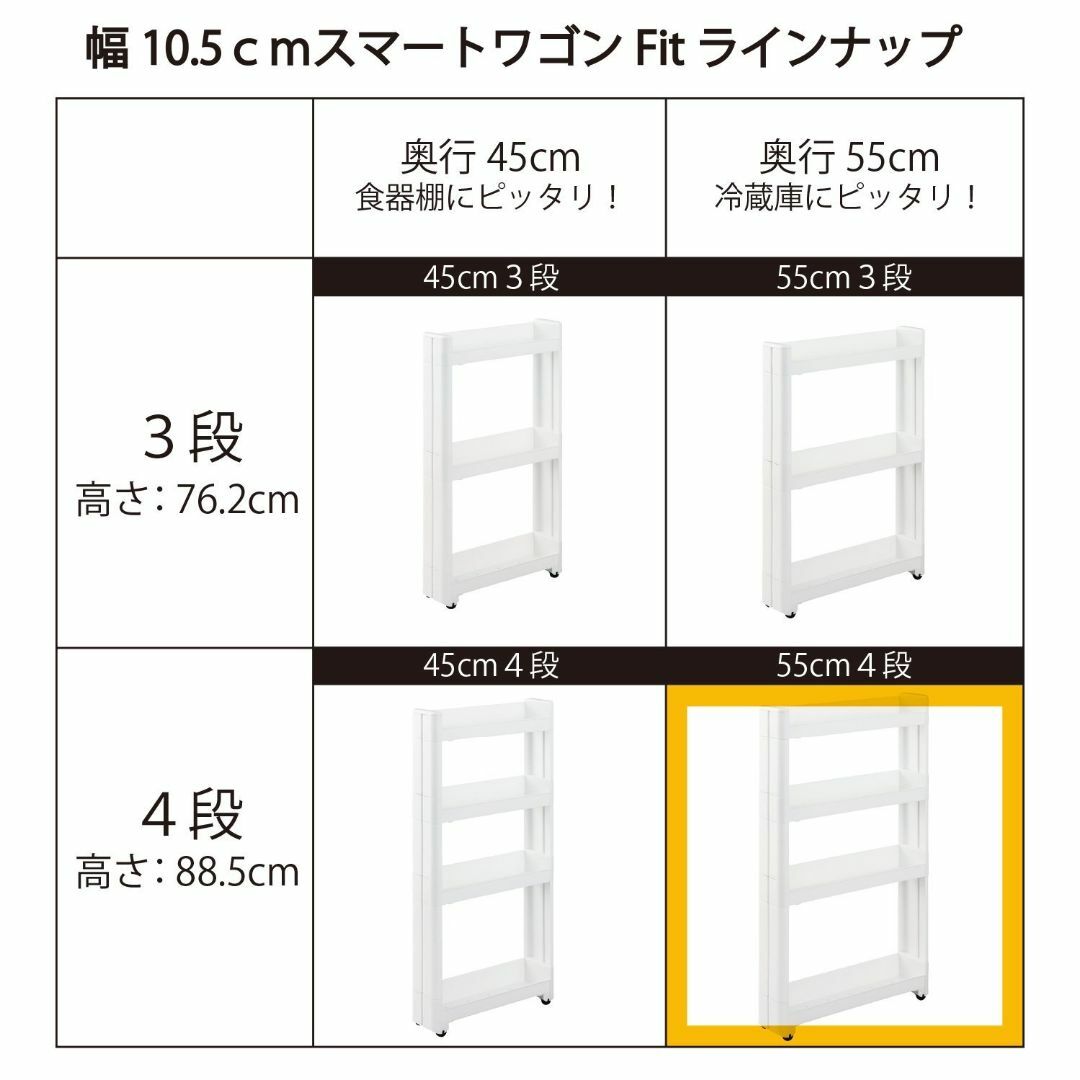 不動技研 スマートワゴン Fit W100 55-4段 約幅10.5×奥行55×