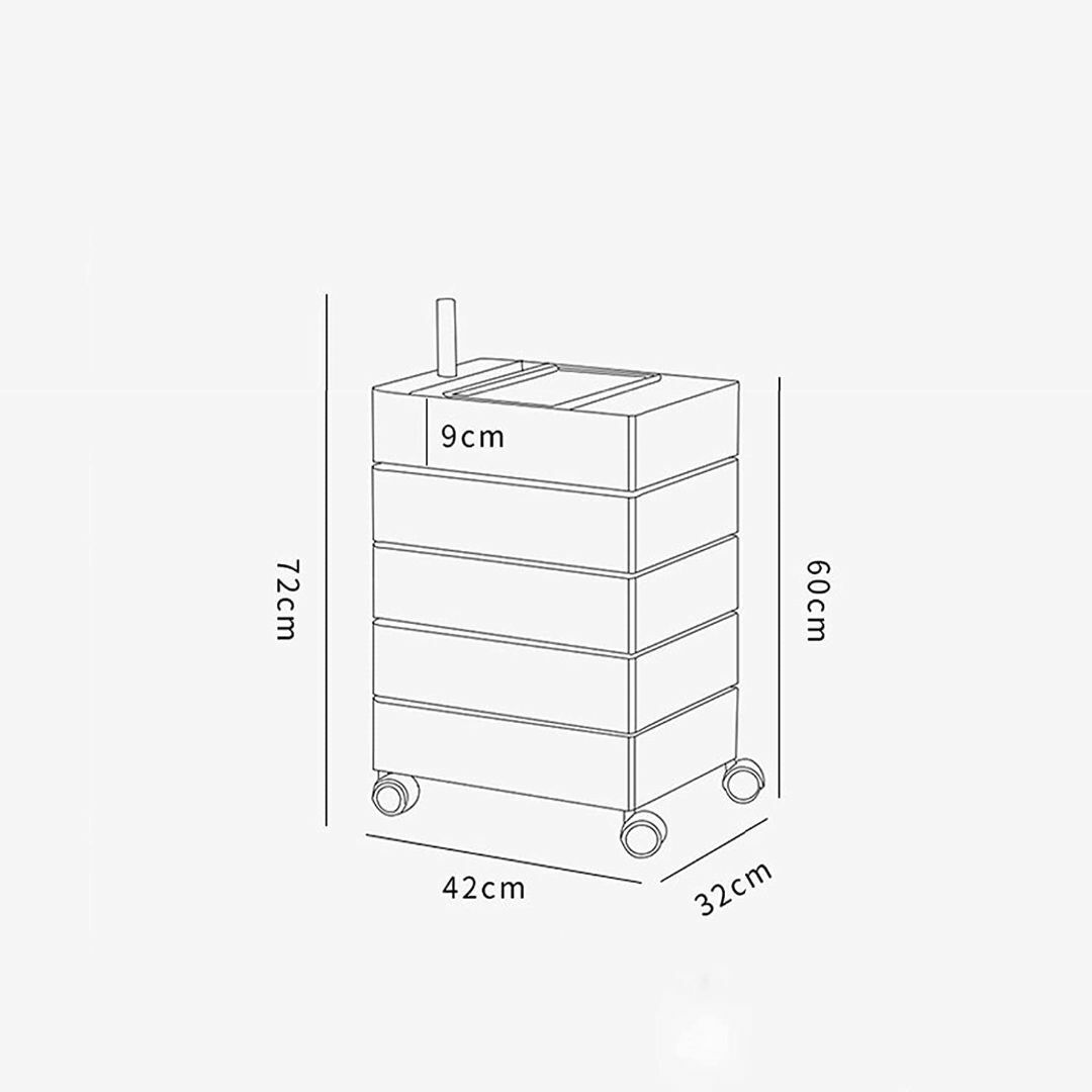 【色: ホワイト】リプロダクト 5段トレイ キャスターワゴン ドロワー 収納家具