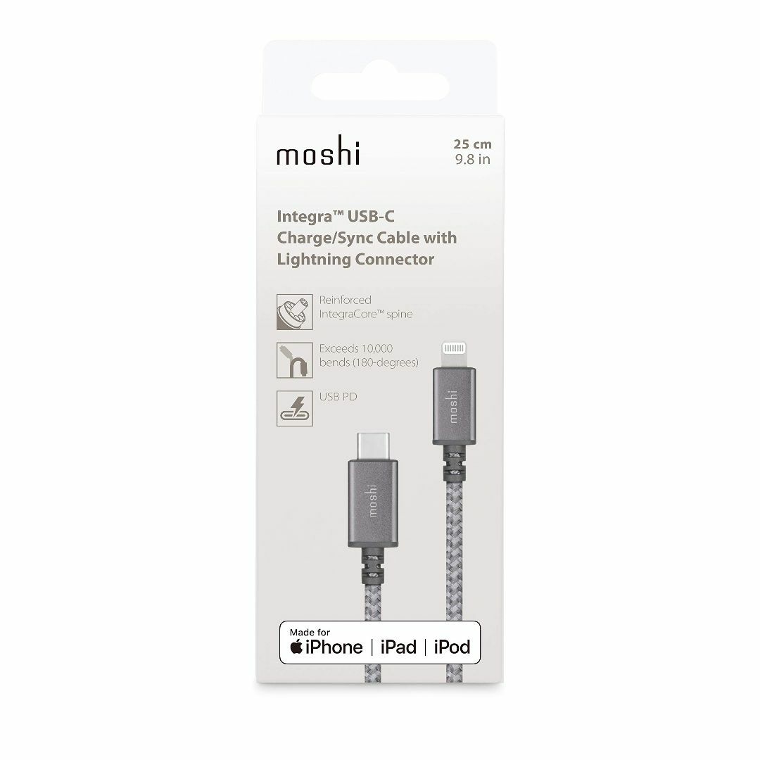 moshi Integra USB-C to Lightning 25cm Ti スマホ/家電/カメラのPC/タブレット(PC周辺機器)の商品写真