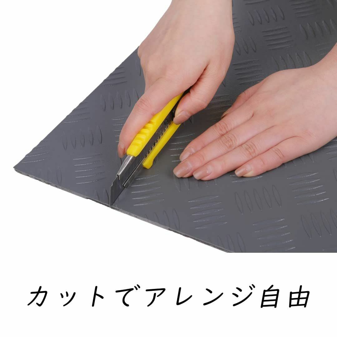 【色: スモークグレー】ISL チェッカープレートタイル PVC製縞鋼板 スモー