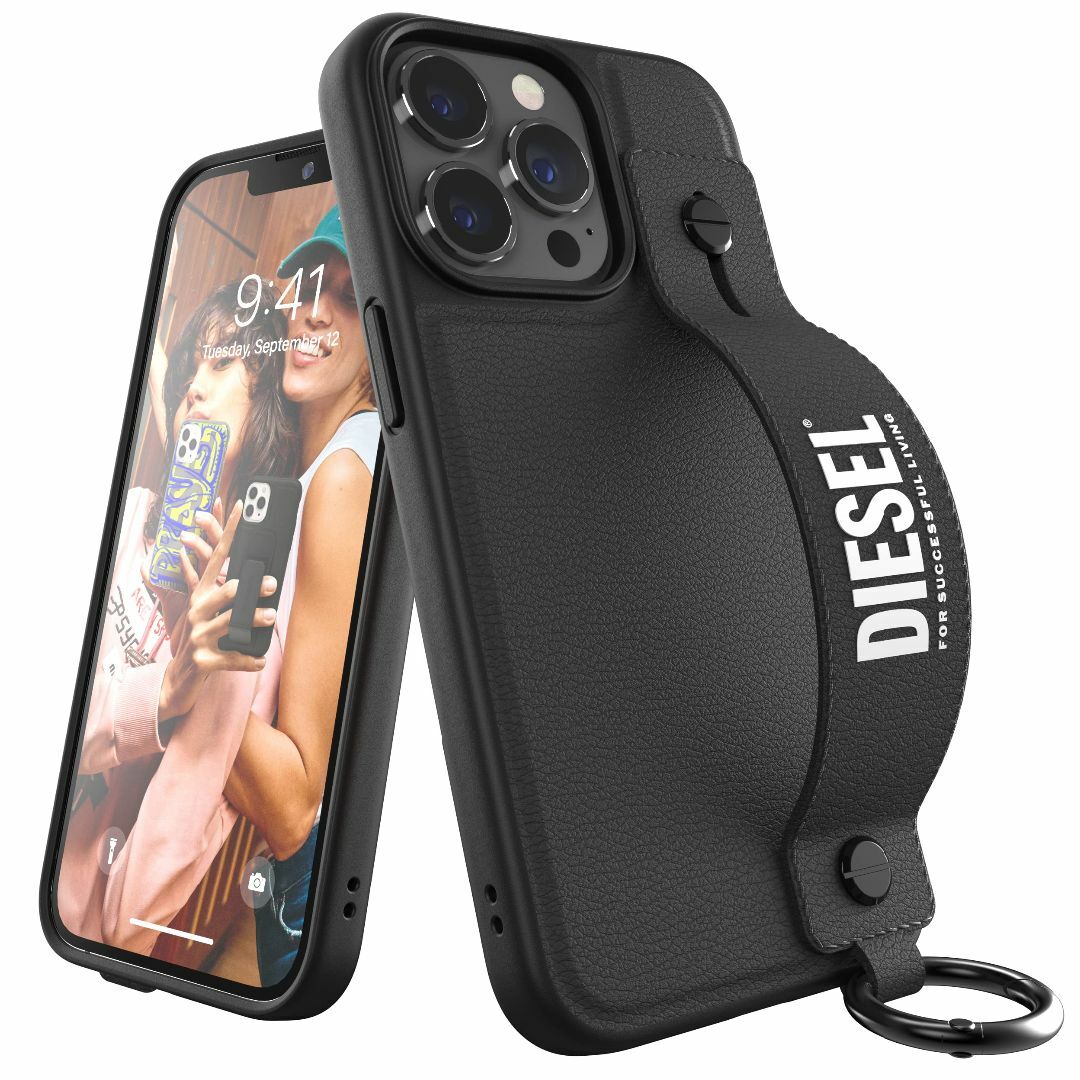 DIESEL iPhone13 pro ケース レザー ハンドストラップ スマホ