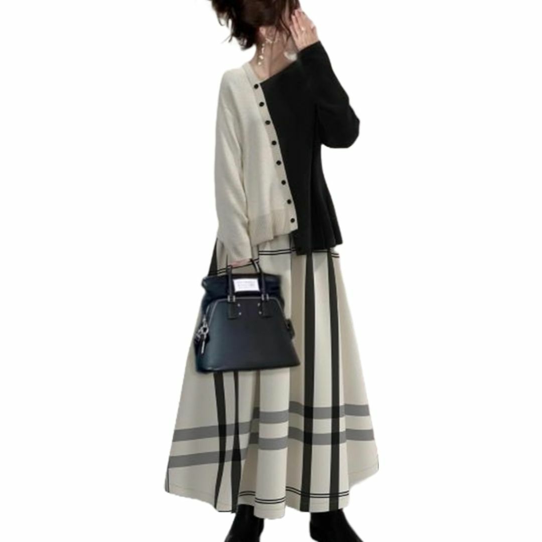 MARIA MARFA 2点セット ニット トップス チェック ロング スカート