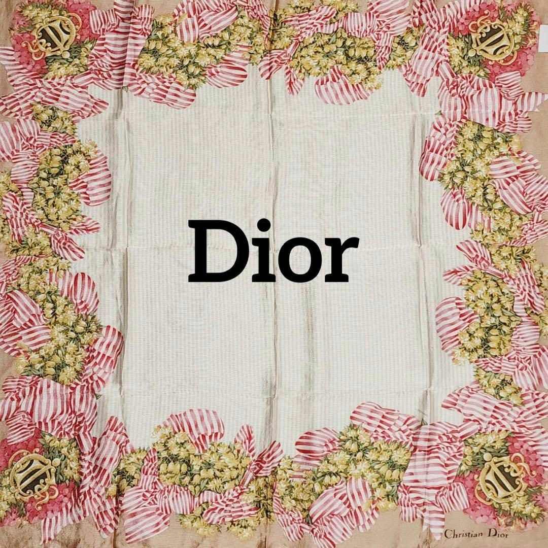 Christian Dior - ☆Dior☆ スカーフ 大判 花 ロゴ リボン シルク