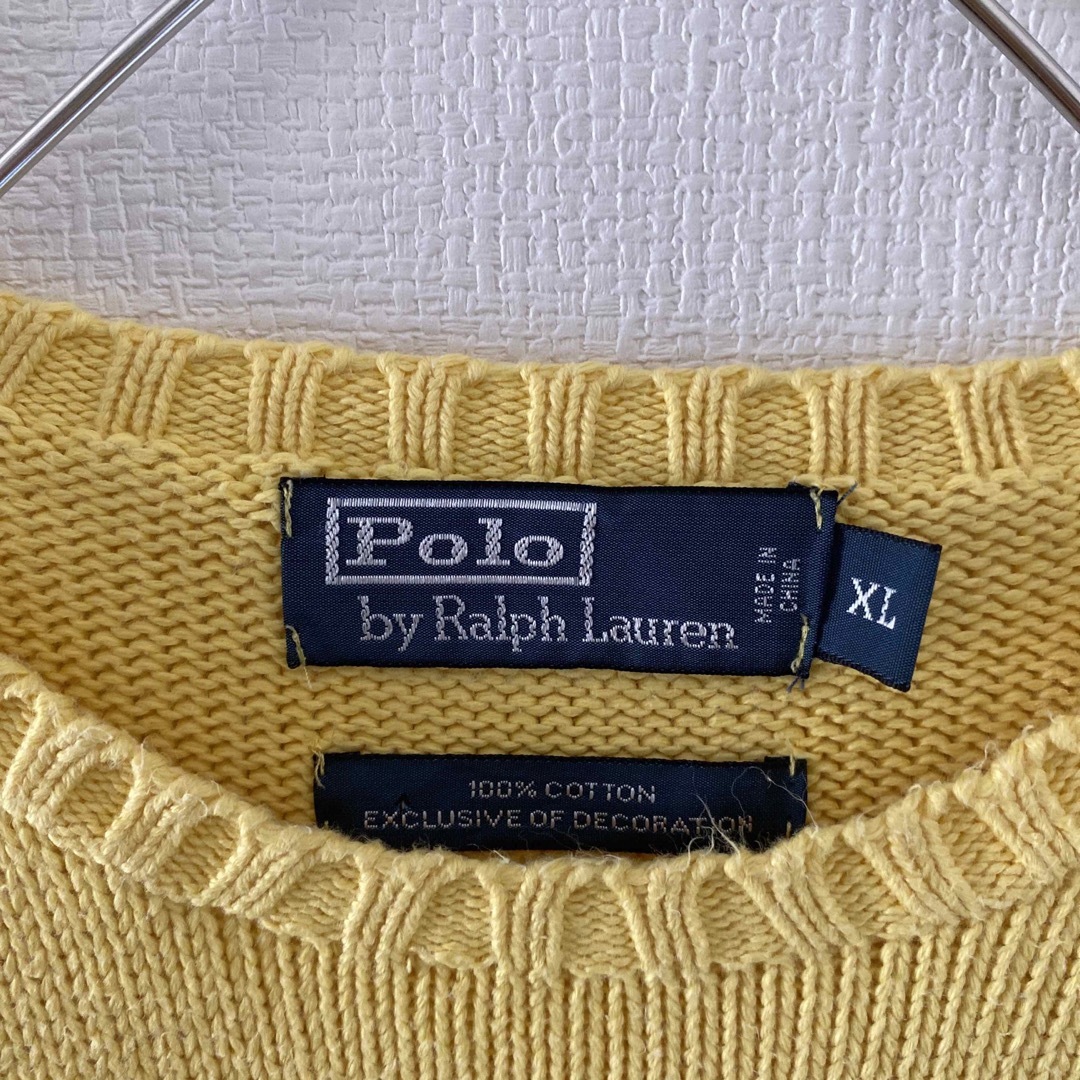 POLO RALPH LAUREN(ポロラルフローレン)のRalphLaurenラルフローレンニットセーターメンズ長袖xlイエロー黄Y2K メンズのトップス(ニット/セーター)の商品写真