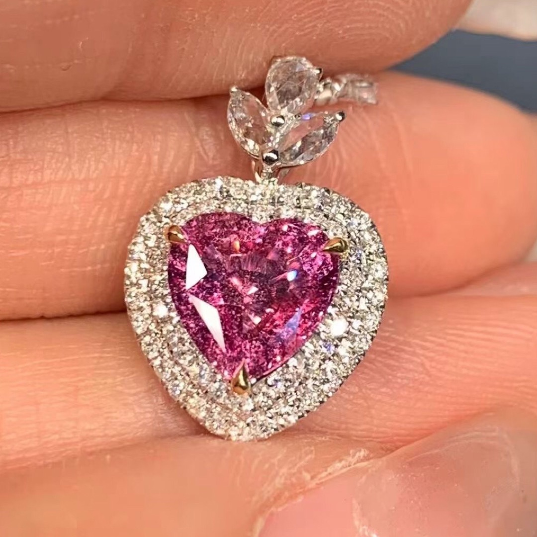 天然パパラチアサファイア ダイヤ ペンダントトップ2.06ct k18¥の通販