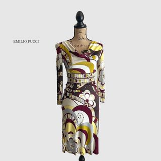 Emilio Pucci レイヤードワンピース スカーフ柄