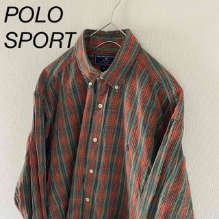 ポロラルフローレン(POLO RALPH LAUREN)のPOLOSPORTポロスポーツラルフローレン長袖bdシャツメンズML緑赤Y2K(シャツ)