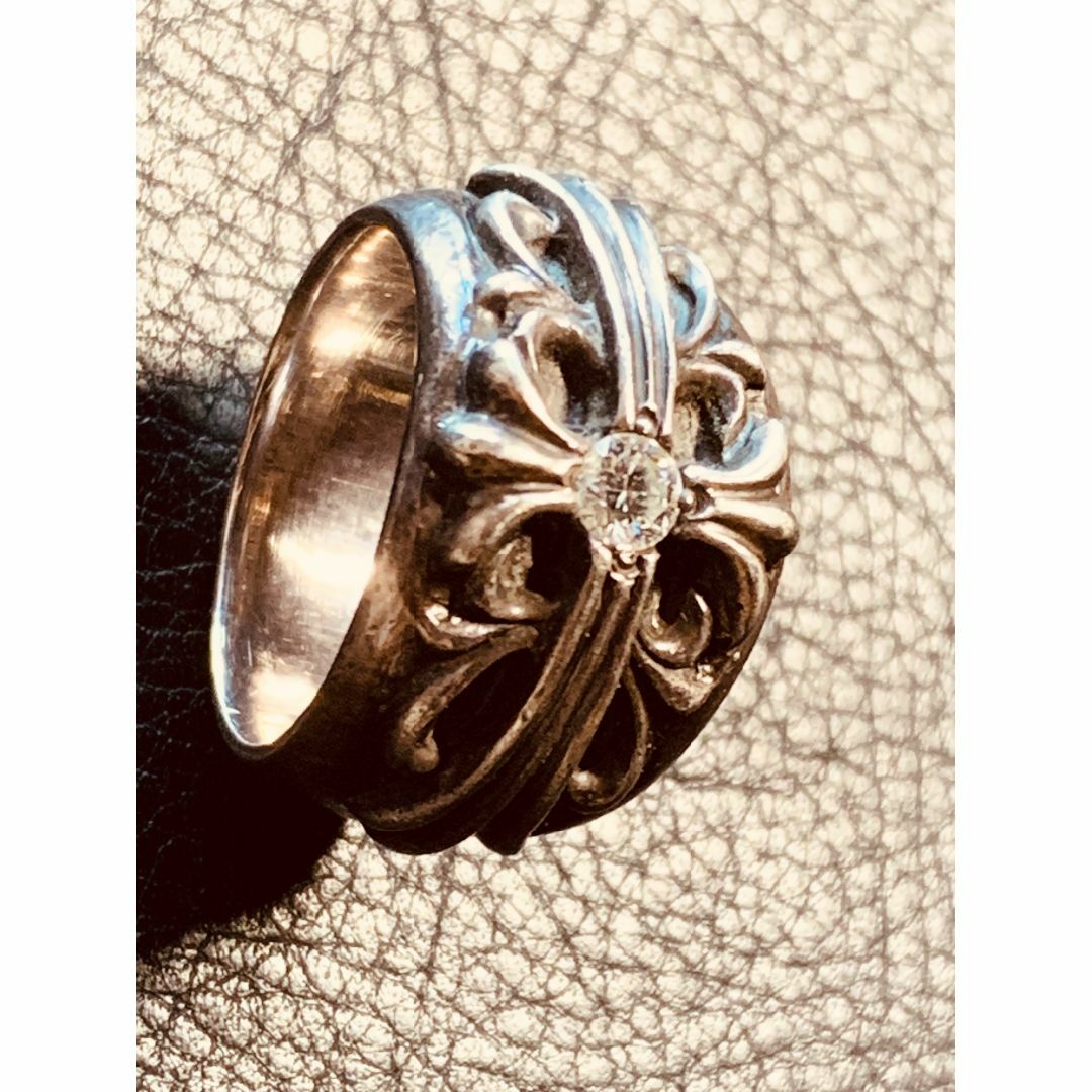 CHROME HEARTS-floral cross ring with dia 4