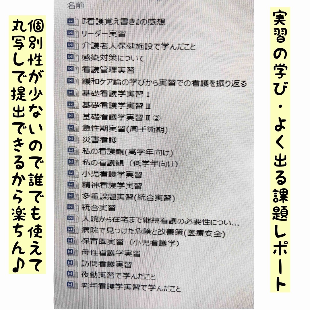 看護学生向け　実習お役立ちレポート資料 エンタメ/ホビーの本(語学/参考書)の商品写真