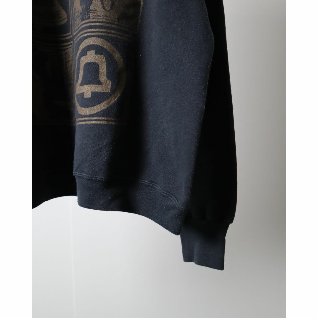 DELTA(デルタ)の【DELTA】80-90s バイカラー プリント 刺繍 スウェット 墨黒 USA メンズのトップス(スウェット)の商品写真