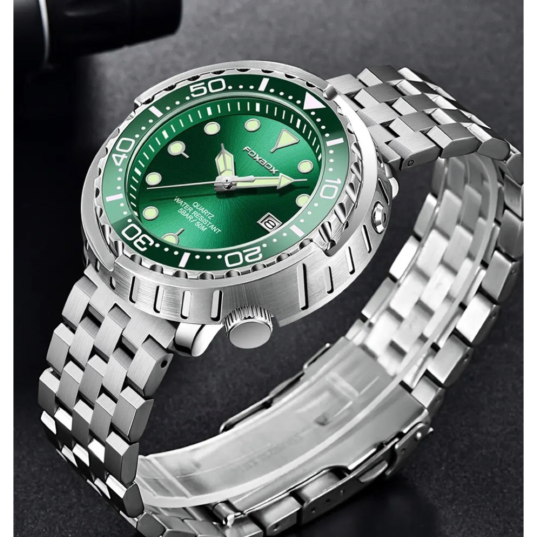 ◆ダイバーズウォッチ◆クォーツ◆LIGE◆FOXBOX◆ツナ缶◆メタルベルト◆ メンズの時計(腕時計(アナログ))の商品写真