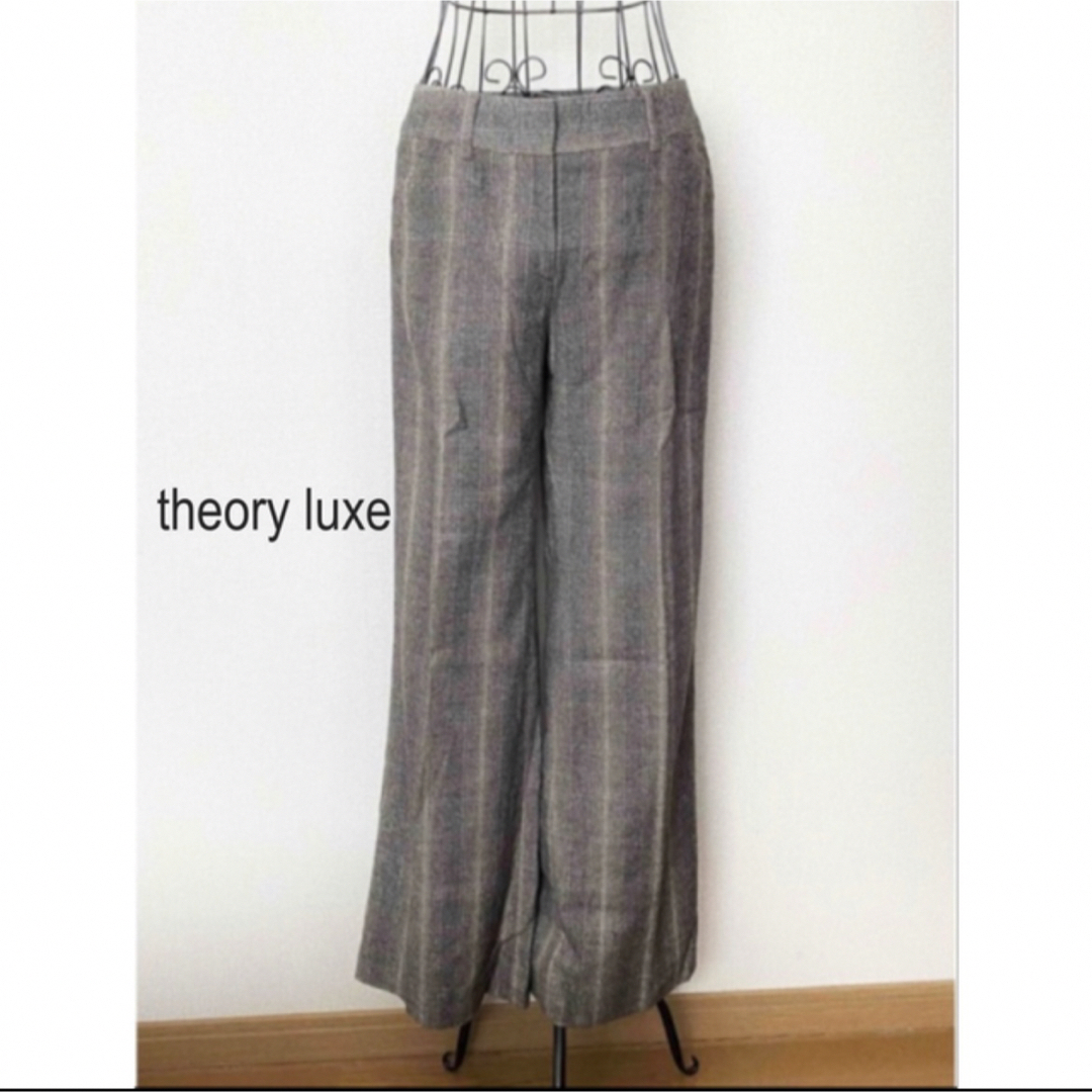 theory luxe セオリーリュクス　薄手ウール　チェック柄　フレアパンツ