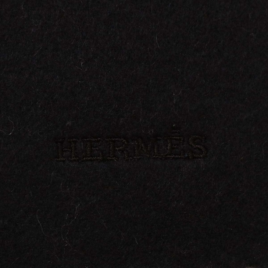 エルメス カシミヤ マフラー ユニセックス ブラック グレー HERMES [美品]  【アパレル・小物】 4
