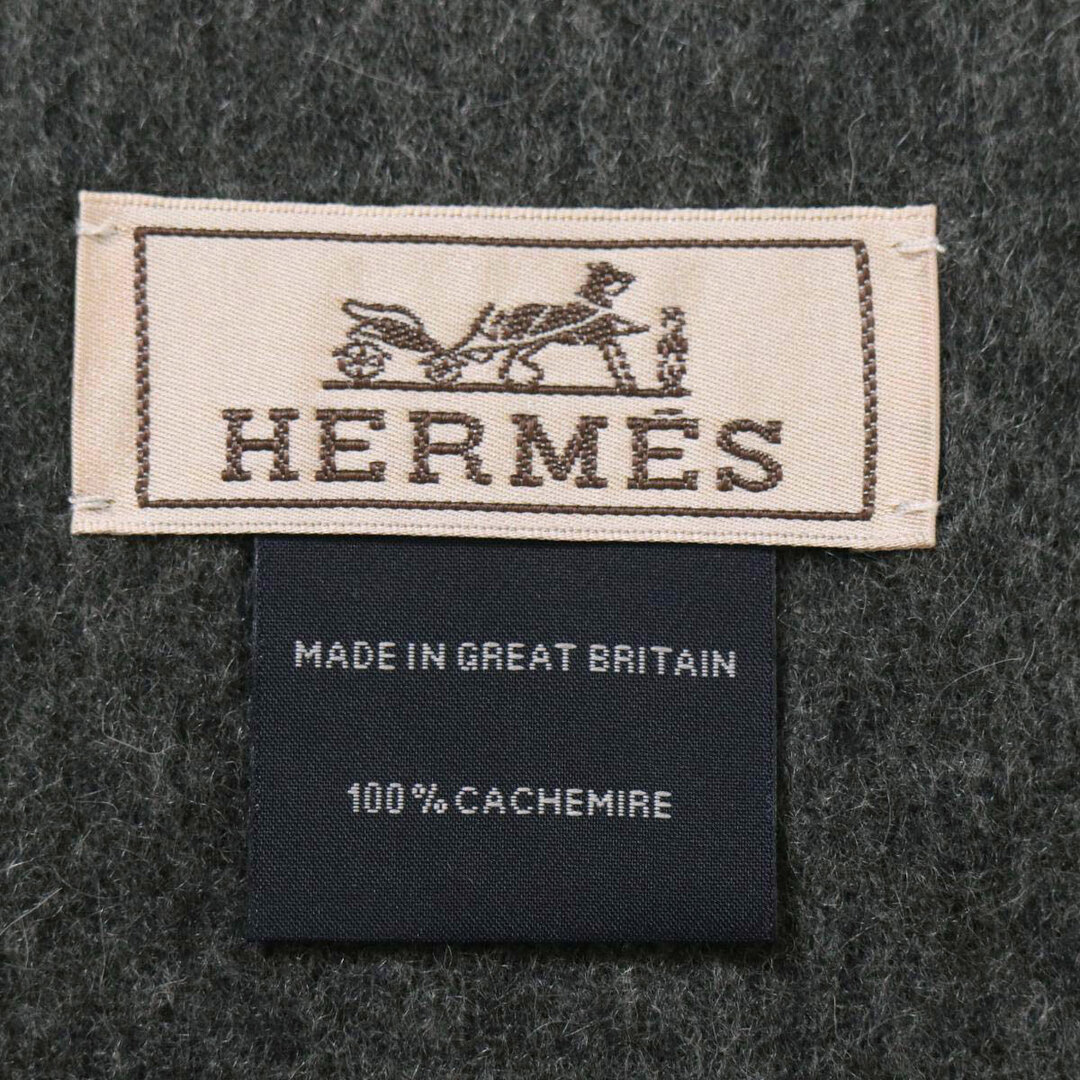 エルメス カシミヤ マフラー ユニセックス ブラック グレー HERMES [美品]  【アパレル・小物】 5