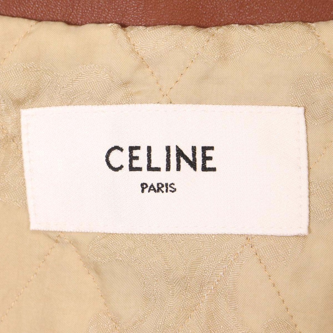 celine - セリーヌ スモック ベルト付き ノーカラー レザージャケット