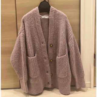 ザラ(ZARA)のzara ニット　カーディガン　パープル(カーディガン)