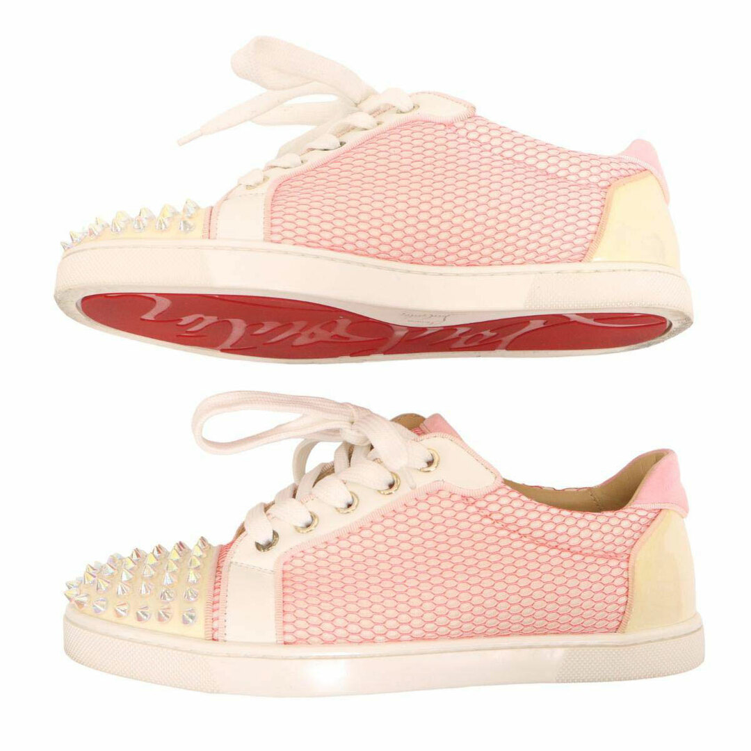 クリスチャンルブタン ルイスジュニア オーロラ スパイク スニーカー レディース ホワイト レッド Christian Louboutin 【中古】 【アパレル・小物】