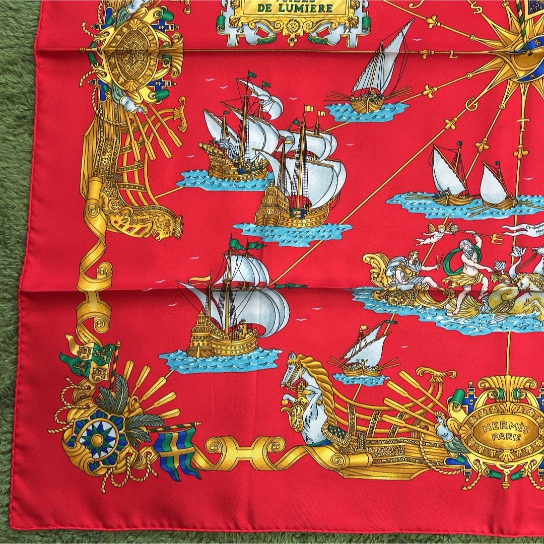 美品!HERMES エルメス 大判スカーフ カレ90 光の帆船-