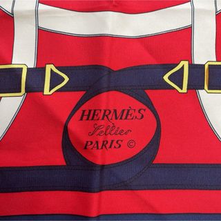 美品！HERMES エルメス スカーフ　カレ90 Sellier 馬具屋