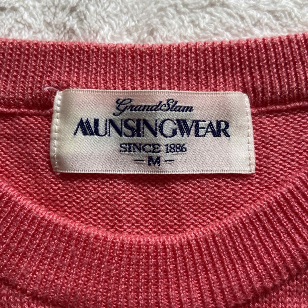 Munsingwear(マンシングウェア)のMUNSINGWEAR マンシングウェア コットン セーター 薄手ニット ピンク スポーツ/アウトドアのゴルフ(ウエア)の商品写真