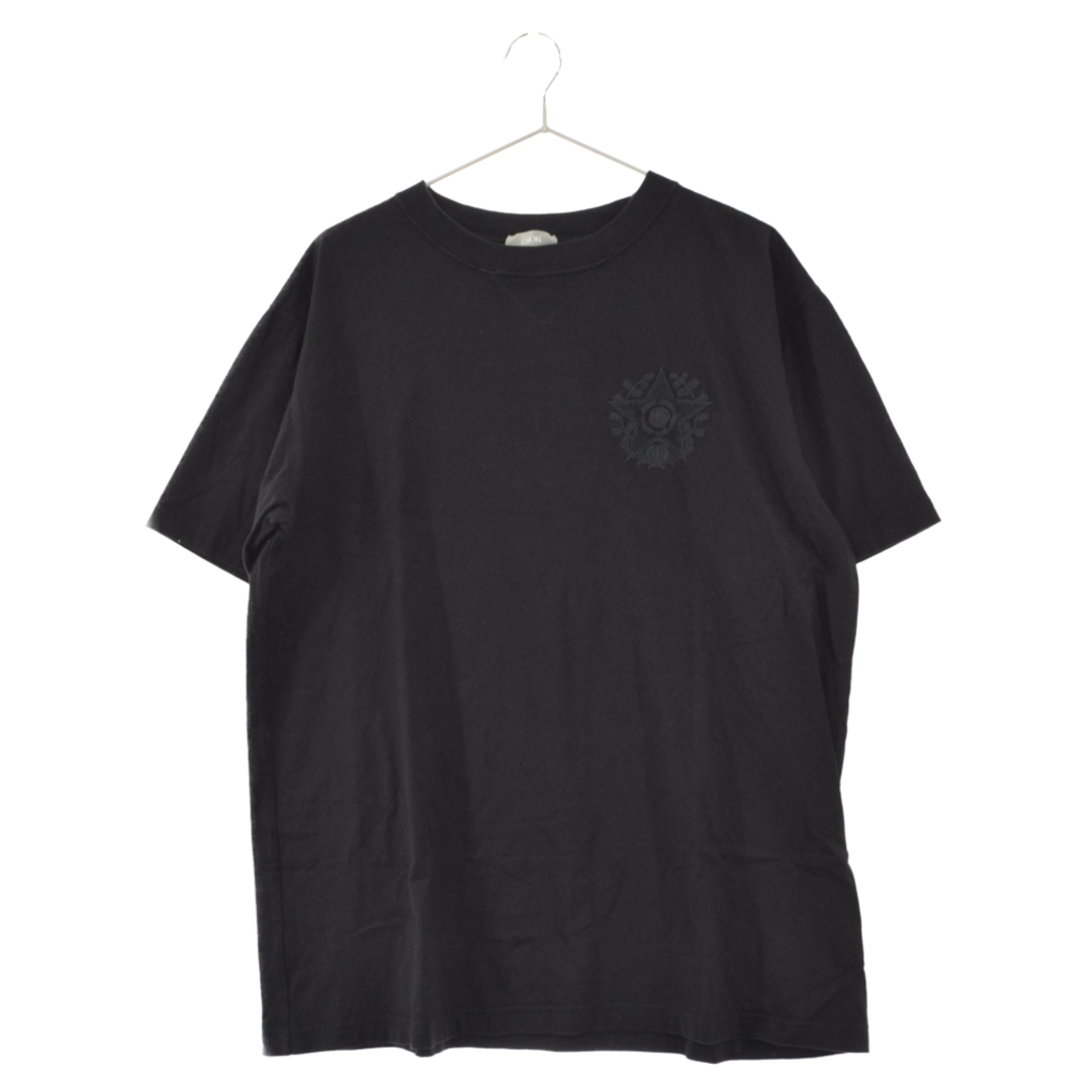 52センチ袖丈DIOR ディオール スター刺繍クルーネック半袖Tシャツ ブラック 243J685C0677