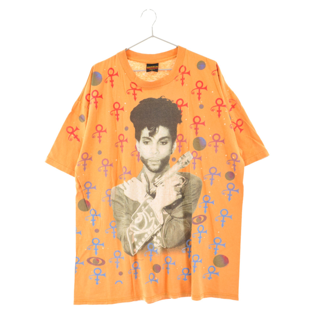 605センチ袖丈VINTAGE ヴィンテージ 90S Prince T-shirt ヴィンテージ プリンス 総柄 半袖Tシャツ オレンジ