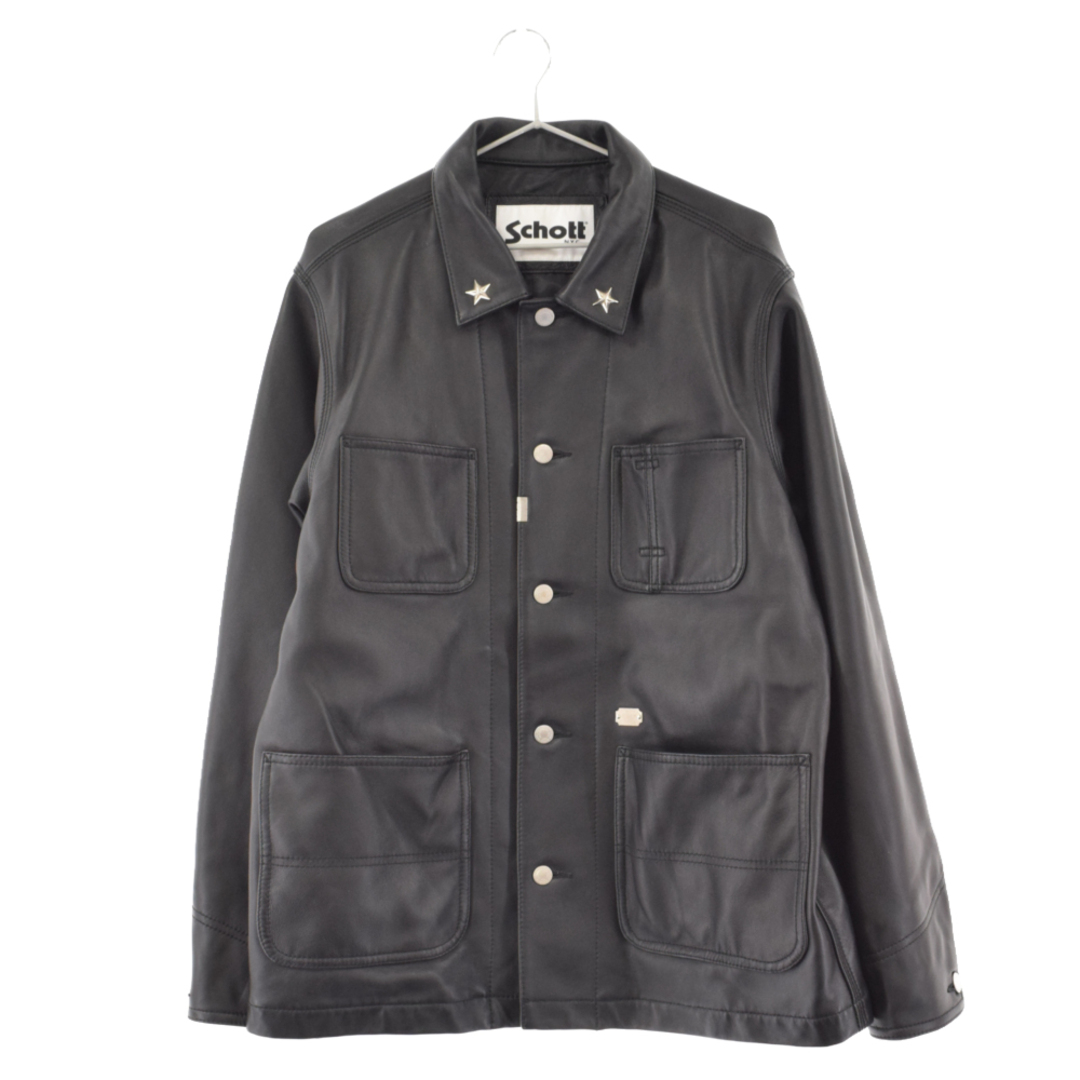 SCHOTT ショット ×THE CRIMIE LAMB LEATHER COVER ALL JACKET クライミー ラムレザージャケット ブラック CR1-C2B5-JK0148センチ袖丈