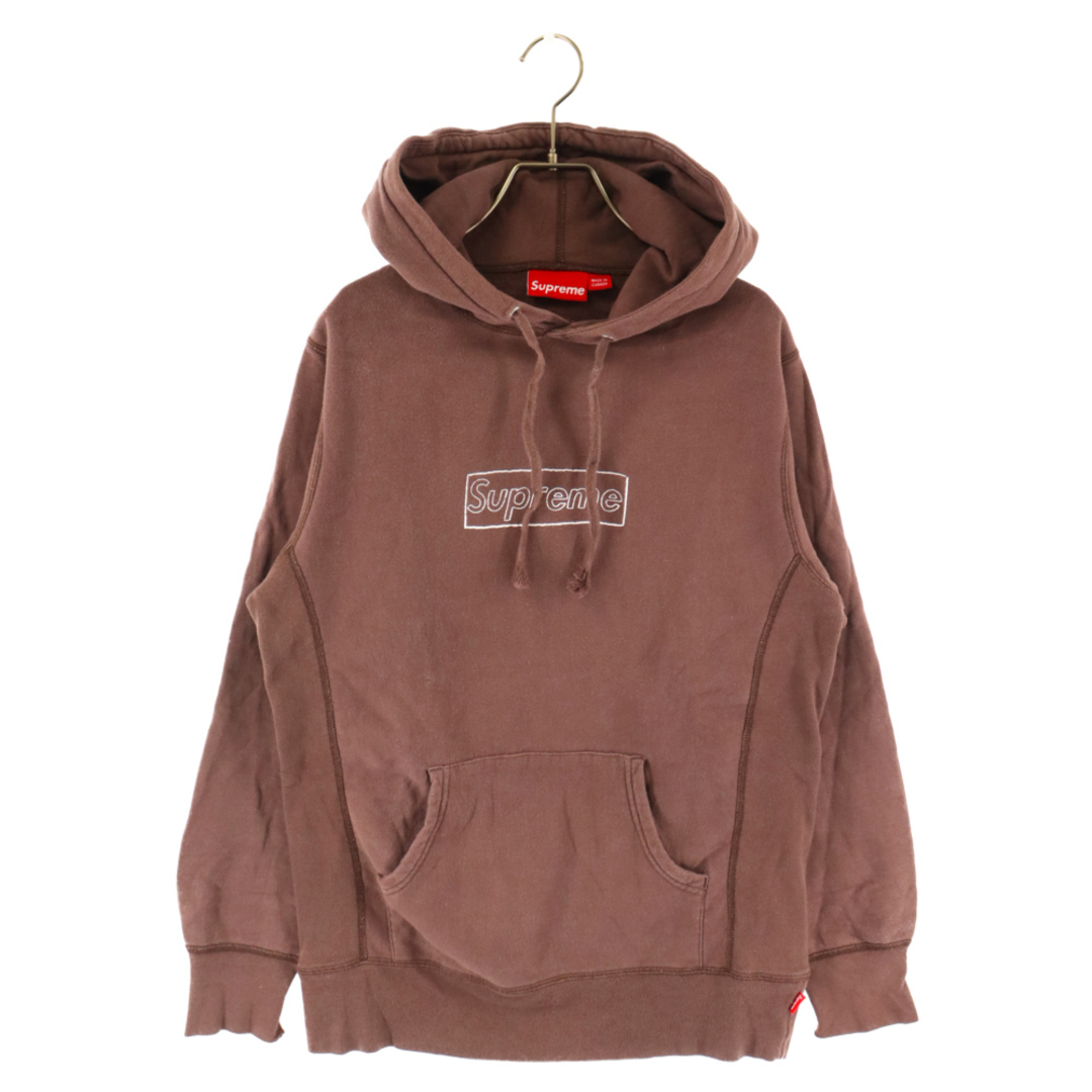 SUPREME シュプリーム 11AW KAWS Chalk Logo Hooded Sweatshirt カウズ チョーク ボックスロゴ プルオーバーパーカー フーディ ブラウンのサムネイル