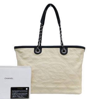 シャネル(CHANEL)の【本物保証】 保付 超美品 シャネル CHANEL マトラッセ キルティング バイカラー トートバッグ ベージュ ブラック シール付 20番台 A92744(トートバッグ)