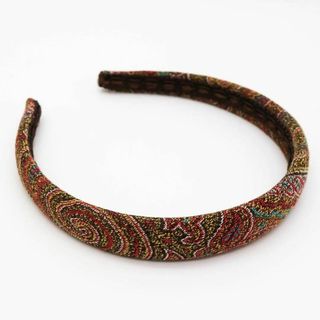 《美品》ETRO カチューシャ ペイズリー 総柄 レッド アクセサリー