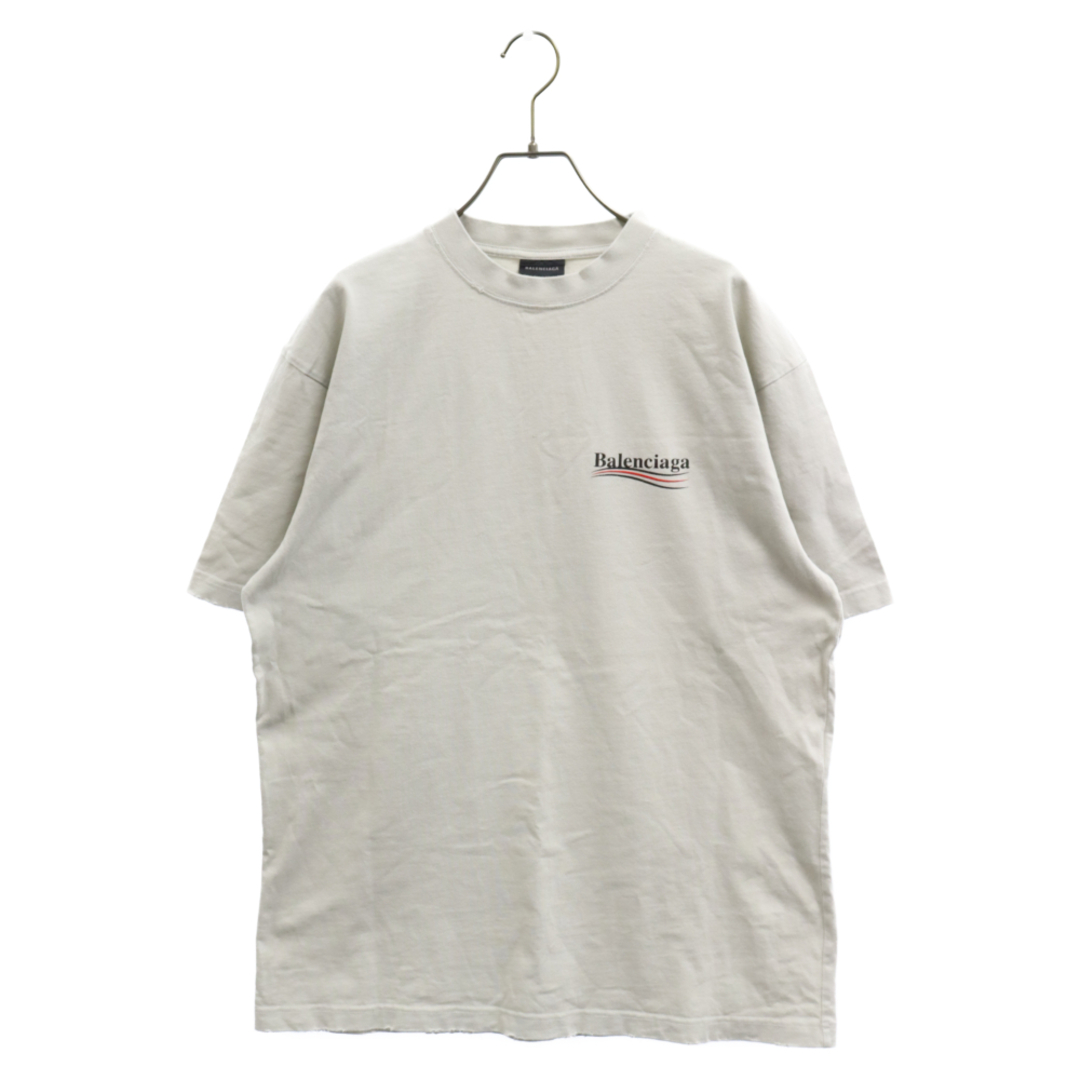 BALENCIAGA バレンシアガ 22AW POLITICAL CAMPAIGN T-SHIRT LARGE FIT キャンペーンロゴ ダメージ加工 オーバーサイズTシャツ グレー 641655 TNVG5 半袖Tシャツ535センチ袖丈