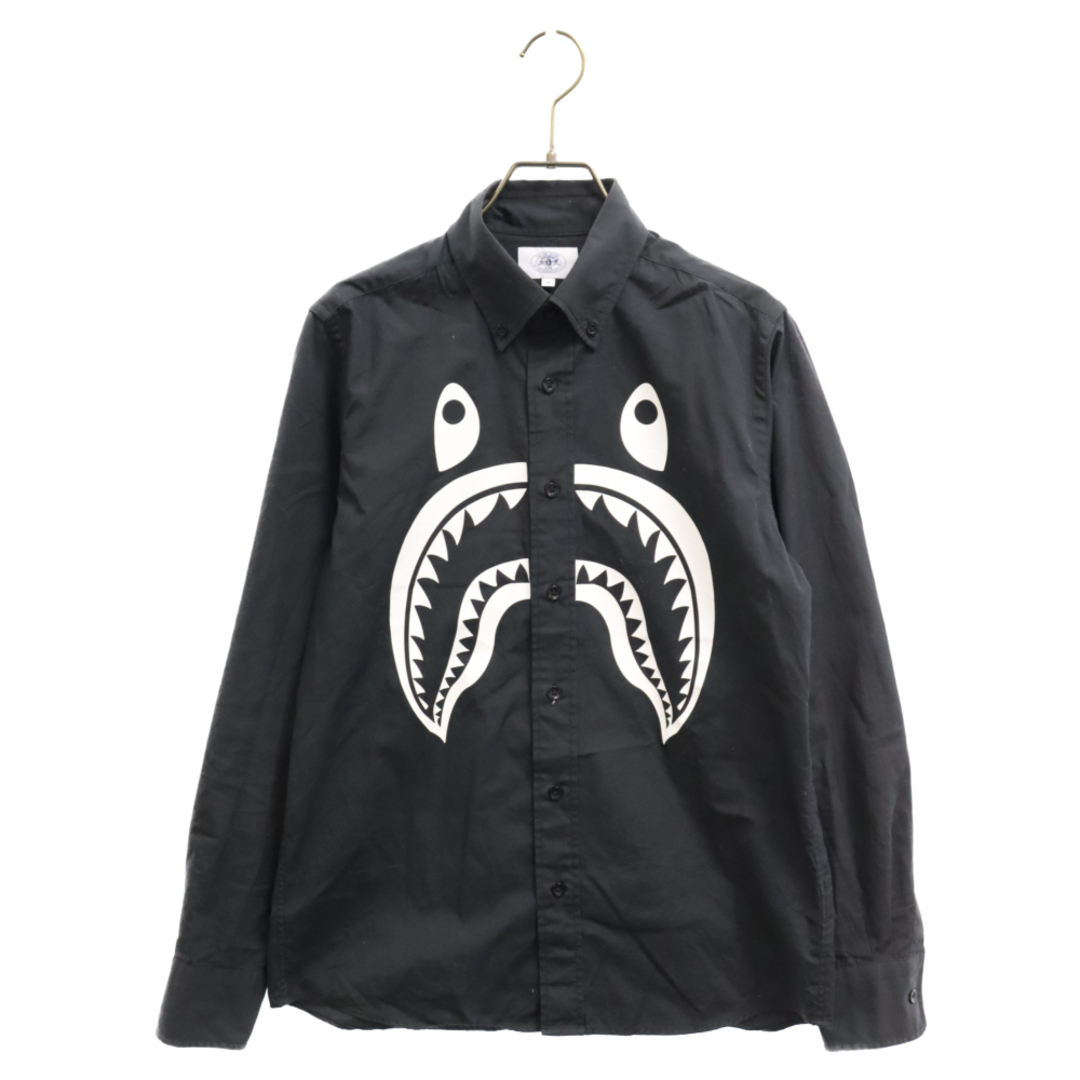 A BATHING APE アベイシングエイプ シャークフェイス 長袖シャツ ブラック 001SHD301004X