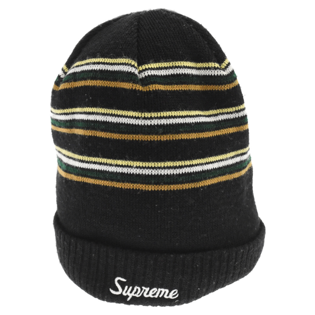 SUPREME シュプリーム 20SS Multi Stripe Beanie マルチストライプ ロゴ刺繍 ビーニー ニット帽 ニットキャップ ブラック