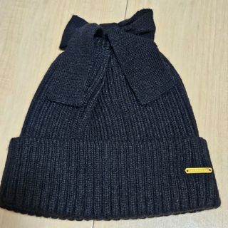 ブランシェス(Branshes)のBRANSHES ブランシェス ニット帽 子供 リボン 黒 52-54(帽子)