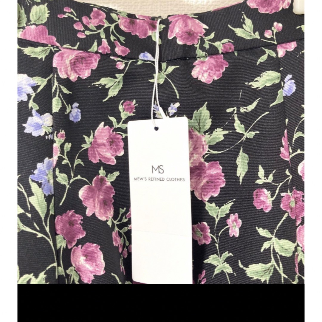 新品★ミューズリファインドクローズ  綺麗Aラインフレアースカート　花柄　黒×紫 8