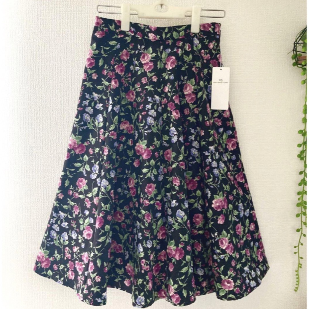 新品★ミューズリファインドクローズ  綺麗Aラインフレアースカート　花柄　黒×紫 7