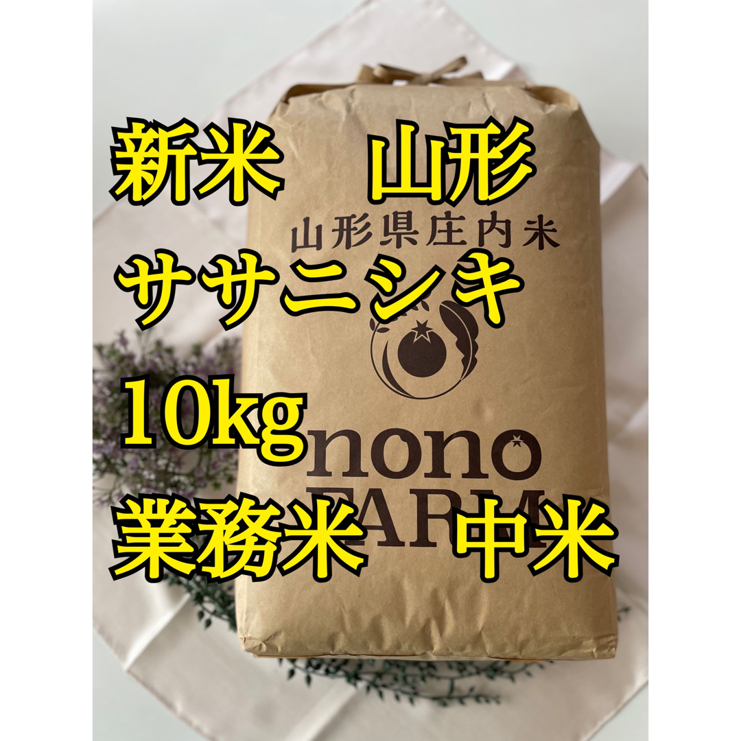 ササニシキ　's　shop｜ラクマ　業務米　by　山形　令和5年の通販　特別栽培米　nono　10kg　中米