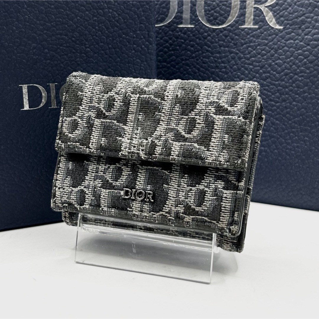 美品 Dior ディオール オブリーク トロッター 三つ折り財布 コンパクト財布